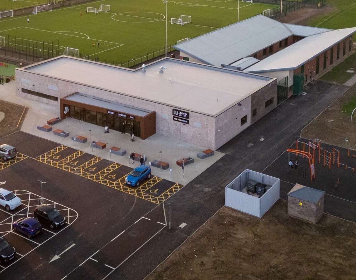 Aerial view of the Leisure United Derby Racecourse site